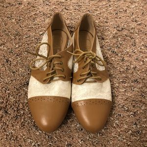 Lace and Leather Flats